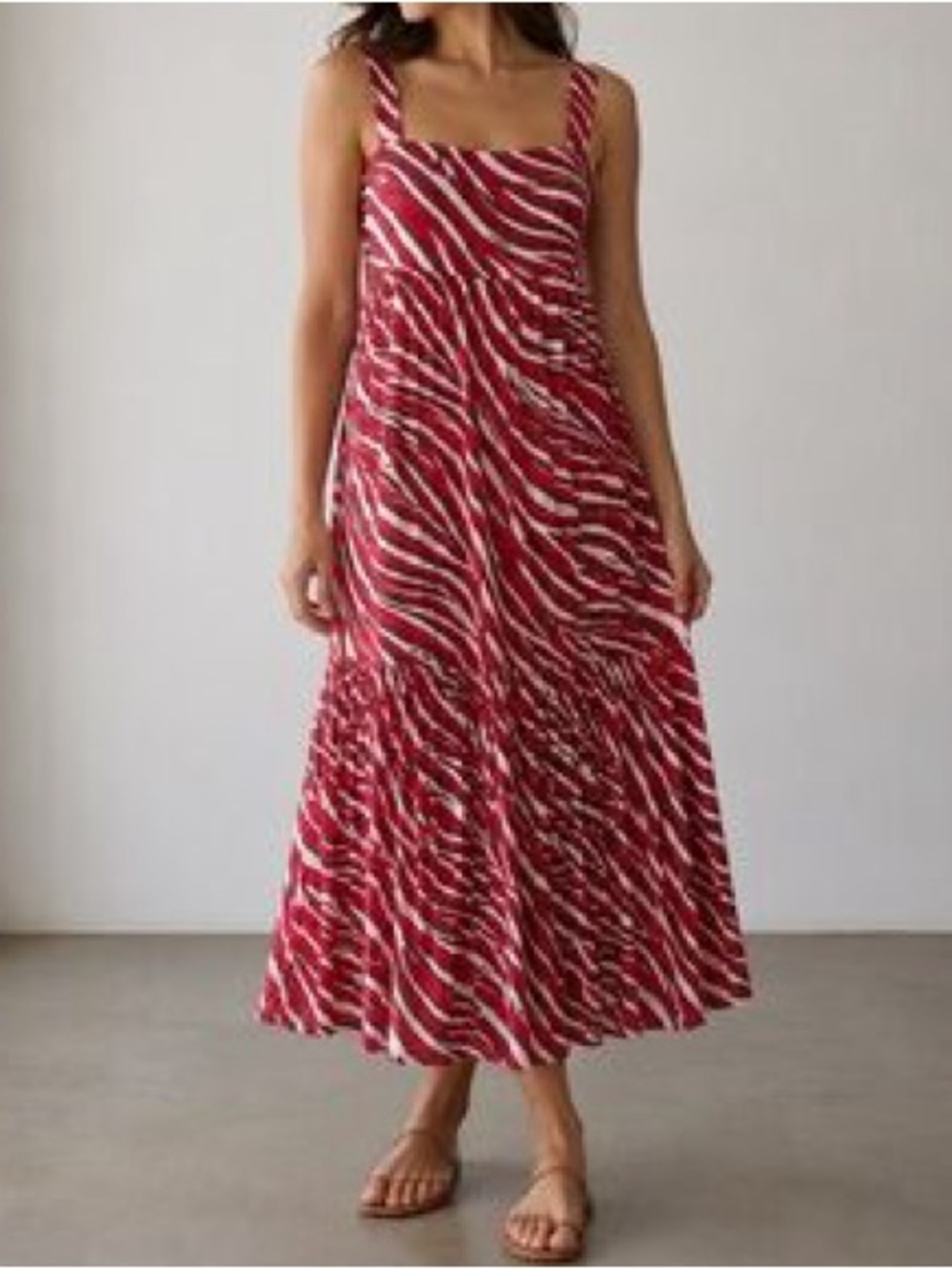 MICHAEL Michael Kors Zebra Print square neckline Midi Dress Size 2X. NWT